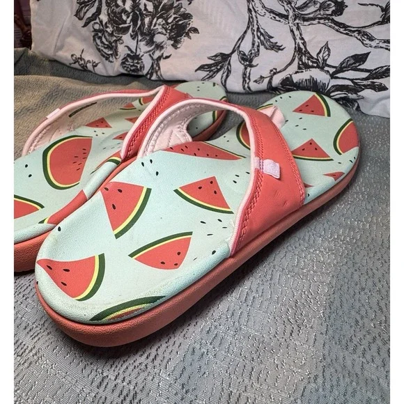 Spenco Pink Watermelon Print Flip Flops NWOT Power Bridge Size 8 - Picture 5 of 7